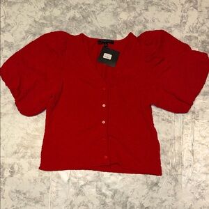 Marc New York Red Puff Sleeve Blouse